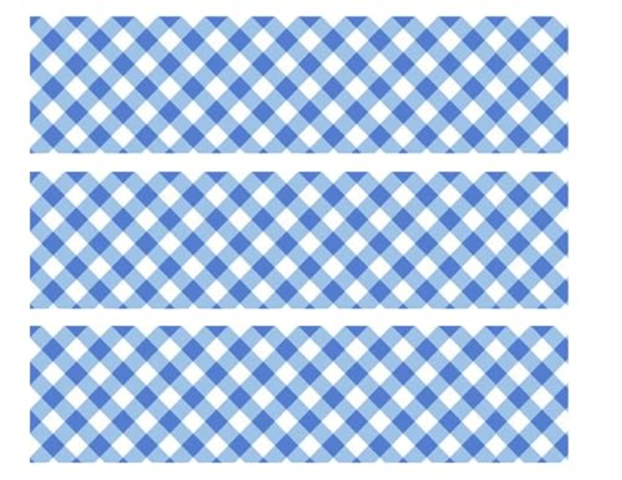 Blue Gingham Edible Cake Cupcake Border Strips Decorations (2.5x10 inch Strips (3))